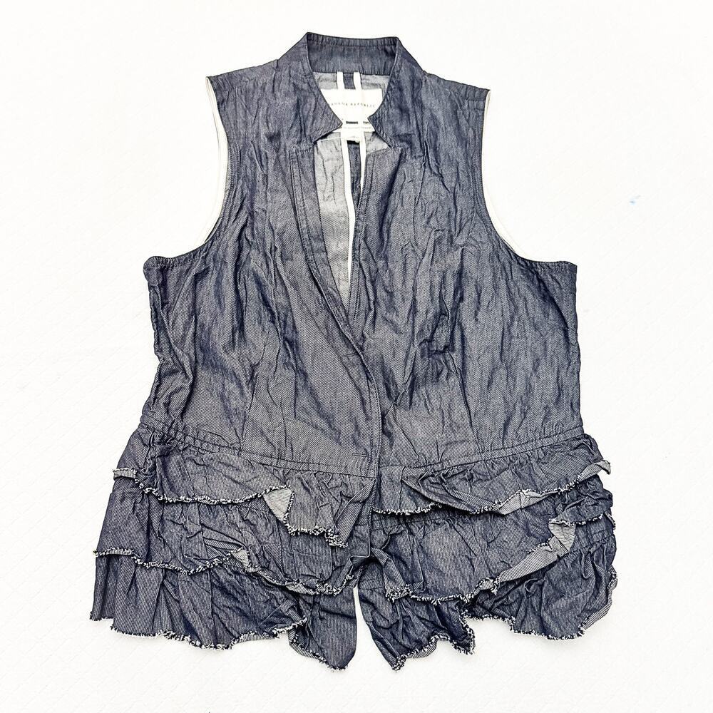 Banana Republic Dark Wash Denim Sleeveless Vest Italian Fabric Size 10